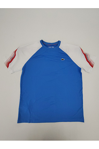 LACOSTE Modré Sportovní Tričko S Krátkým Rukávem A Raglánovým Velikost US M