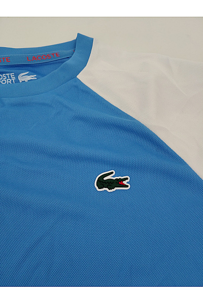 LACOSTE Modré sportovní tričko s krátkým rukávem a raglánovým Velikost US M | LACOSTE | obrázek 3