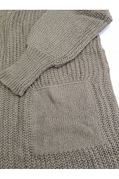 curvy me Dámský khaki pletený kardigan oversized s balonovými rukávy Velikost DE 40 | curvy me | obrázek 4