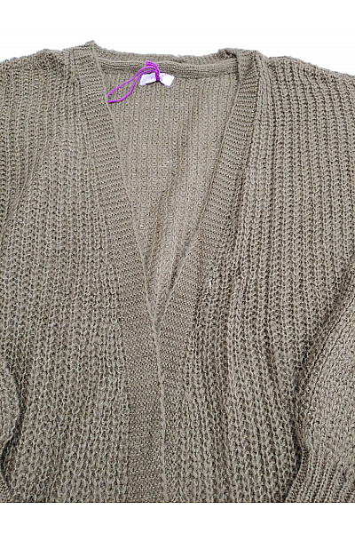 curvy me Dámský khaki pletený kardigan oversized s balonovými rukávy Velikost DE 40 | curvy me | obrázek 5