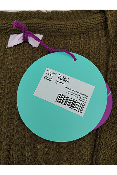 curvy me Dámský khaki pletený kardigan oversized s balonovými rukávy Velikost DE 40 | curvy me | obrázek 9
