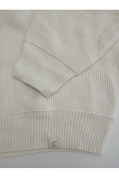 C'est tout Béžový pletený žebrovaný oversized pulovr Velikost EU 36 | C'est tout | obrázek 3