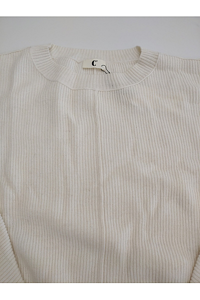 C'est tout Béžový pletený žebrovaný oversized pulovr Velikost EU 36 | C'est tout | obrázek 4