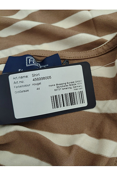 fiora blue Hnědé pruhované zavinovací tričko s dlouhým rukávem a uzlem Velikost DE 44 | fiora blue | obrázek 9