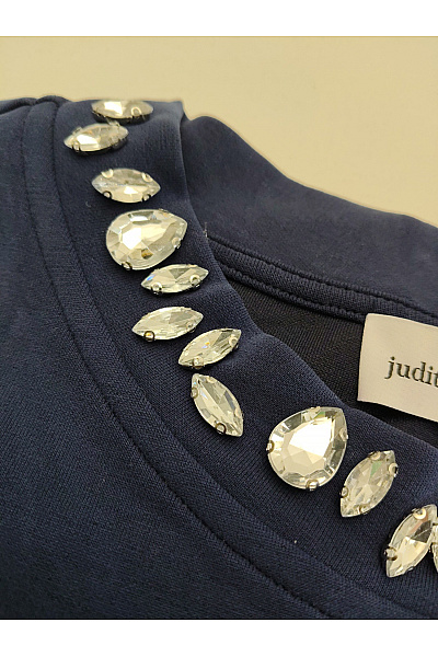 Judith Williams Modrá dámská mikina s kamínky a dlouhým rukávem Velikost IT 46 | Judith Williams | obrázek 3