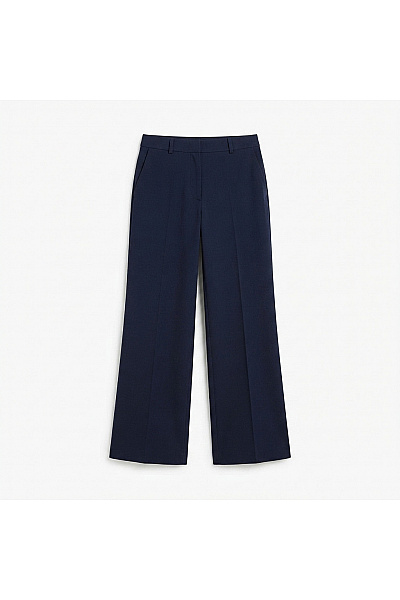 Fiora Blue Modré Elegantní Společenské Kalhoty S Puky A širokými Nohavicemi Vel. DE 38