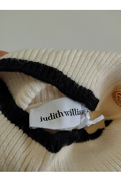 Judith Williams Béžový pruhovaný pletený pulovr se stojáčkem a knoflíky Vel. DE 42 | Judith Williams | obrázek 7