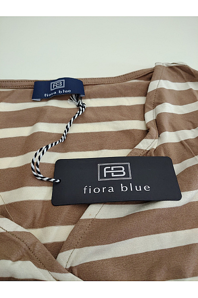 fiora blue Dámské hnědé pruhované zavinovací tričko s dlouhým rukávem a uzlem Vel. 50 | fiora blue | obrázek 8