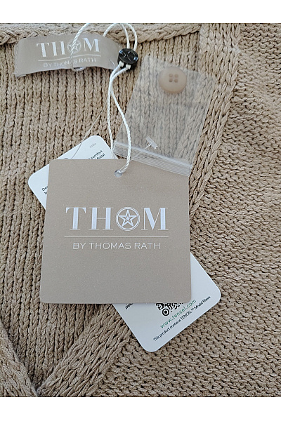 THOM By Thomas Rath Béžový pletený propínací kardigan s krátkým rukávem a výstřihem do V Vel. DE 36 | THOM By Thomas Rath | obrázek 6