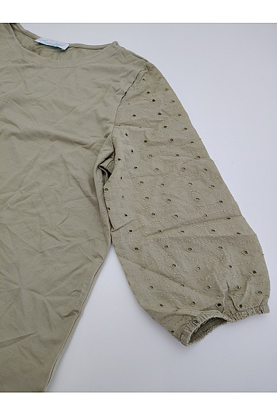Lola Paltinger Dámská khaki halenka s 3/4 rukávem a madeirovým vzorem Vel. DE 40 | Lola Paltinger | obrázek 5
