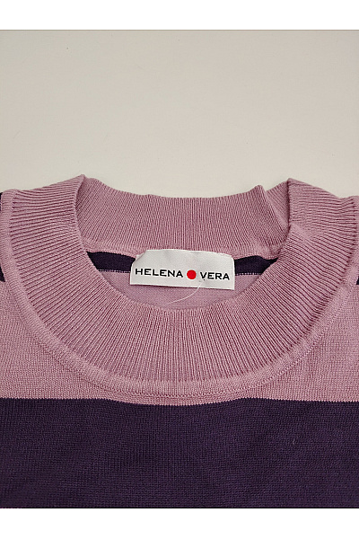 HELENA VERA Fialové pruhované úpletové tričko s krátkým rukávem Vel. EU 50 | HELENA VERA | obrázek 6