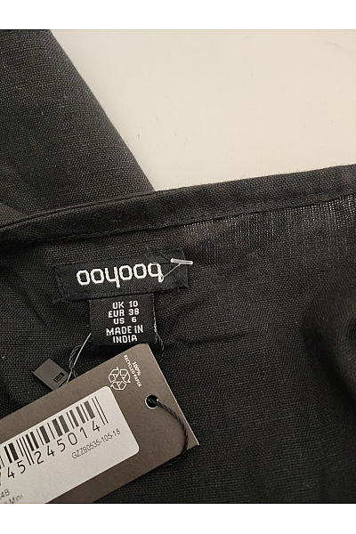 boohoo Černé bavlněné mini šaty na ramínka s výšivkou Velikost EU 38 | boohoo | obrázek 9
