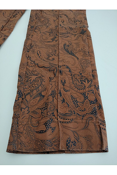 Lola Paltinger Hnědé bavlněné kalhoty s paisley vzorem elegantní Vel. DE 40 | Lola Paltinger | obrázek 2