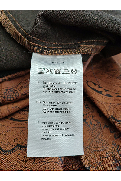 Lola Paltinger Hnědé bavlněné kalhoty s paisley vzorem elegantní Vel. DE 40 | Lola Paltinger | obrázek 6