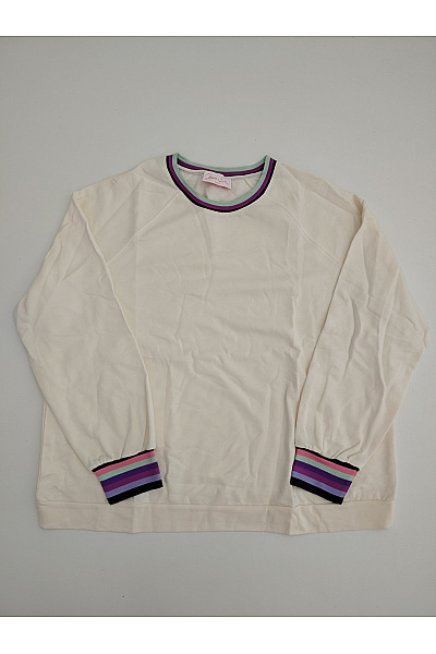 Jana Ina Béžová bavlněná mikina crewneck s pruhovaným lemem Velikost IT 46 | Jana Ina | obrázek 2