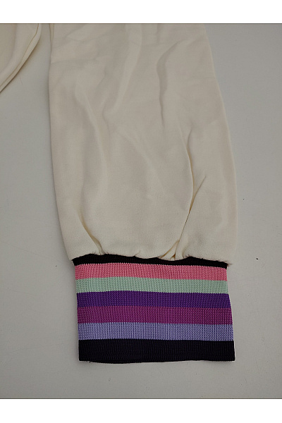 Jana Ina Béžová bavlněná mikina crewneck s pruhovaným lemem Velikost IT 46 | Jana Ina | obrázek 4