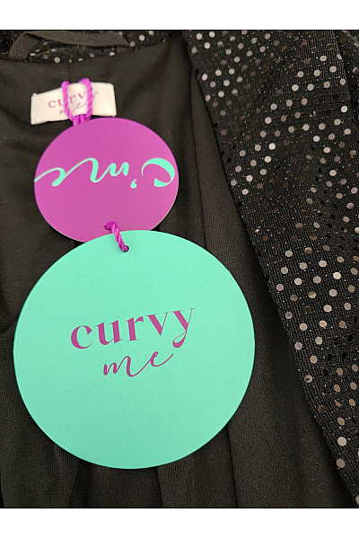 curvy me Černé třpytivé dámské sako s 3/4 rukávem Velikost DE 46 | curvy me | obrázek 8