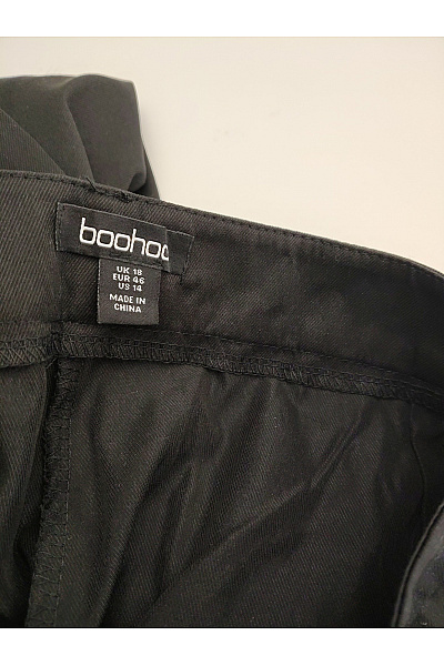 boohoo Černé široké kalhoty s vysokým pasem Palazzo Vel. EU 46 | boohoo | obrázek 8