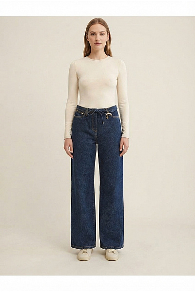 C'est Tout Dámské Bavlněné Džíny S Vysokým Pasem Wide Leg Vel. DE 38