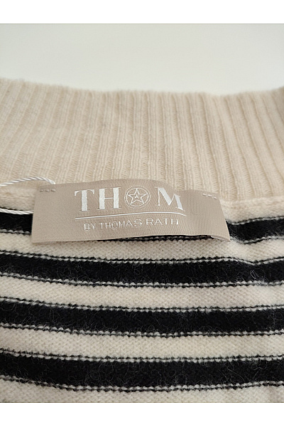 THOM By Thomas Rath Černobílý vlněný pruhovaný kardigan na knoflíky Velikost DE 44 | THOM By Thomas Rath | obrázek 6