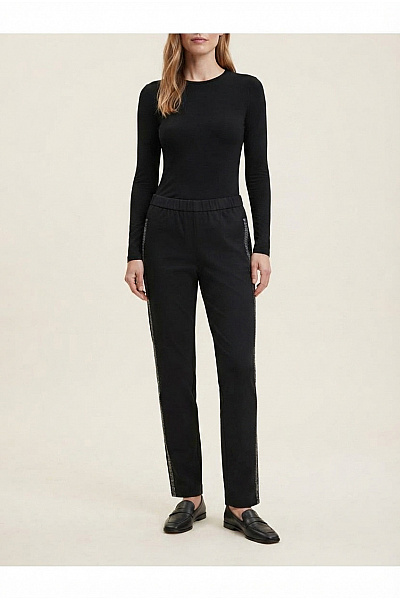 COUTURE LINE Černé Dámské Kalhoty S Lampasem Rovné Elegantní Vel. DE 38