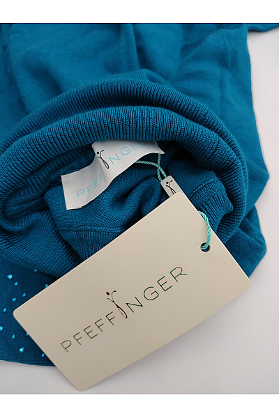 PFEFFINGER Dámský modrý rolák s kamínky pletený elegantní Vel. DE 40 | PFEFFINGER | obrázek 7