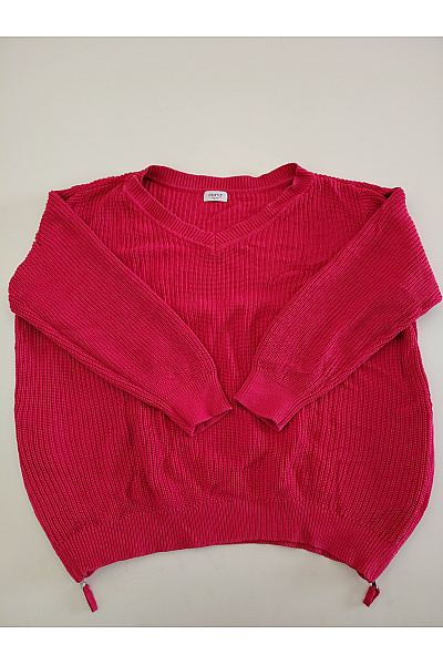 curvy me Dámský bavlněný pulovr do véčka růžový oversized Vel. IT 50 | curvy me | obrázek 2