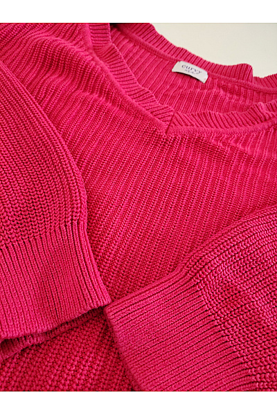 curvy me Dámský bavlněný pulovr do véčka růžový oversized Vel. IT 50 | curvy me | obrázek 4