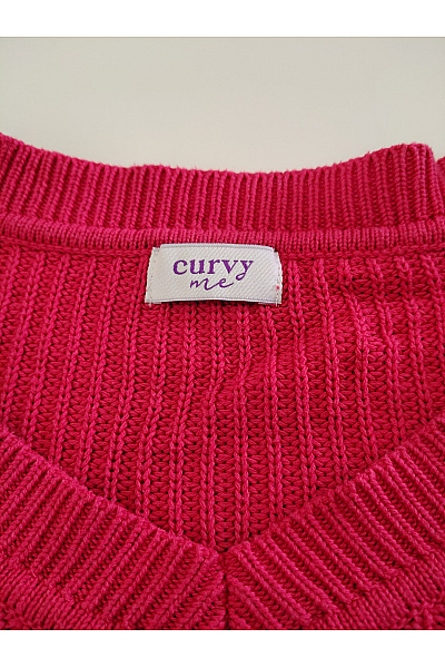 curvy me Dámský bavlněný pulovr do véčka růžový oversized Vel. IT 50 | curvy me | obrázek 6