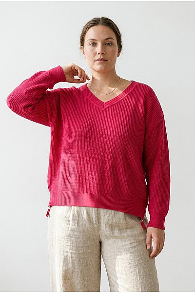 Curvy Me Dámský Bavlněný Pulovr Do Véčka Růžový Oversized Vel. IT 50