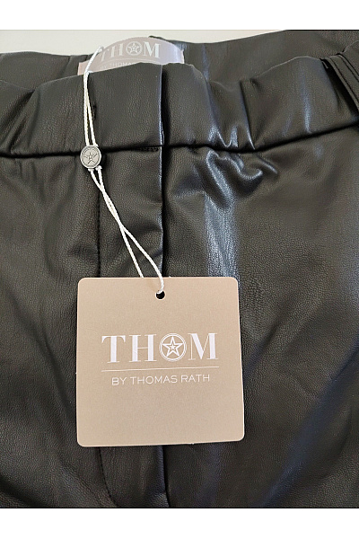 THOM By Thomas Rath Černé koženkové kalhoty s vysokým pasem a širokými nohavicemi Velikost DE 40 | THOM By Thomas Rath | obrázek 7