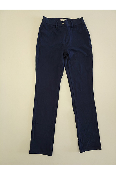 HELENA VERA Dámské bavlněné modré rovné kalhoty s vysokým pasem Velikost DE 36/38 | HELENA VERA | obrázek 2