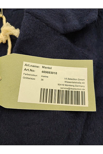 C'est tout Dámský vlněný dvouřadý kabát dlouhý elegantní modrý Velikost EU 36 | C'est tout | obrázek 12