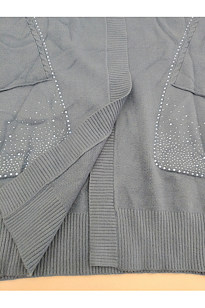 COUTURE LINE Modrý pletený kardigan s výstřihem do V a kamínky Vel. DE 50 | COUTURE LINE | obrázek 3