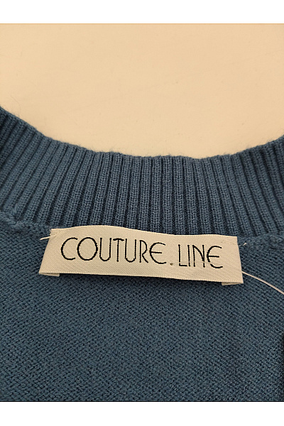 COUTURE LINE Modrý pletený kardigan s výstřihem do V a kamínky Vel. DE 50 | COUTURE LINE | obrázek 8