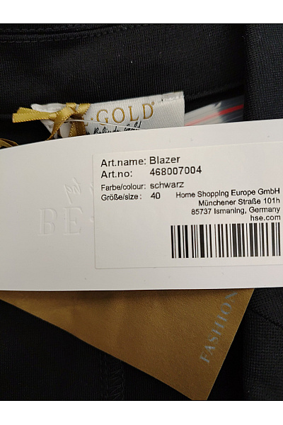 Belinda Gold Černé elegantní business blejzr s 3/4 rukávem a jedním knoflíkem Velikost DE 40 | Belinda Gold | obrázek 8