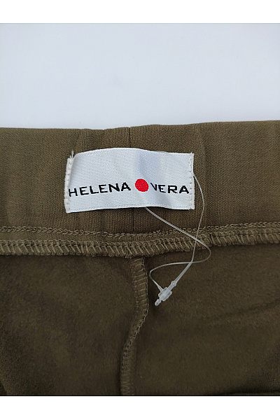 HELENA VERA Khaki dámské kalhoty s kapsami a pružným pasem Velikost DE 46 | HELENA VERA | obrázek 8