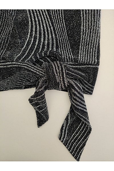 COUTURE LINE Černobílá halenka s dlouhým rukávem a uzlem Velikost DE 42 | COUTURE LINE | obrázek 5