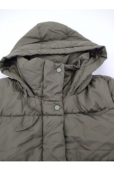 GERRY WEBER Dámská khaki prošívaná dlouhá zimní bunda s kapucí Velikost DE 36 | GERRY WEBER | obrázek 5