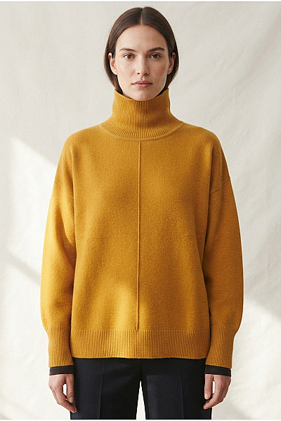 C&Jo Žlutý Dámský Pletený Rolák Oversized Velikost XXL