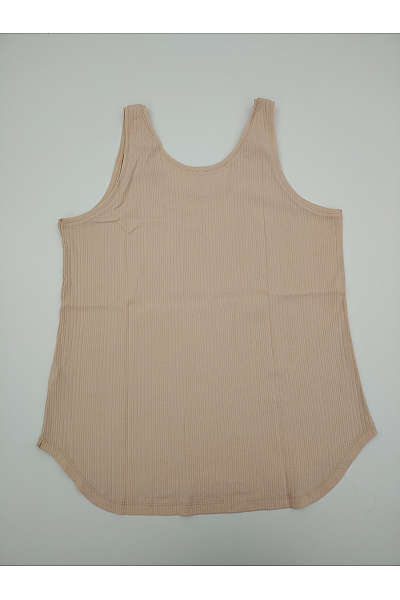 Béžové bavlněné žebrované tílko basic s kulatým výstřihem Velikost DE 40 | Unimoda | obrázek 5