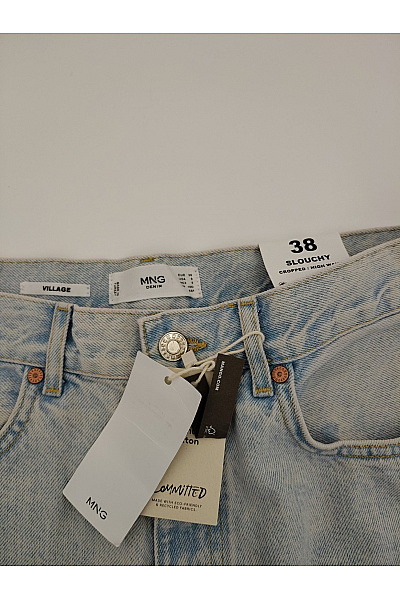 MANGO Dámské bavlněné džíny mom fit seprané s vysokým pasem Velikost EU 38 | MANGO | obrázek 5