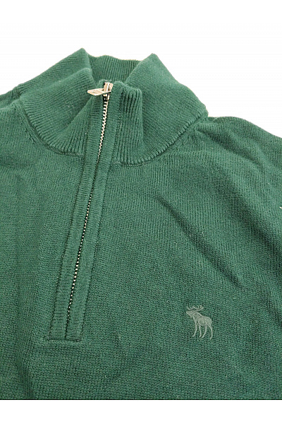 Abercrombie&Fitch Pánský zelený bavlněný pulovr se stojáčkem na zip Vel. US S | Abercrombie&Fitch | obrázek 3