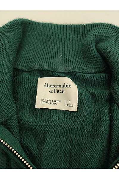 Abercrombie&Fitch Pánský zelený bavlněný pulovr se stojáčkem na zip Vel. US S | Abercrombie&Fitch | obrázek 4