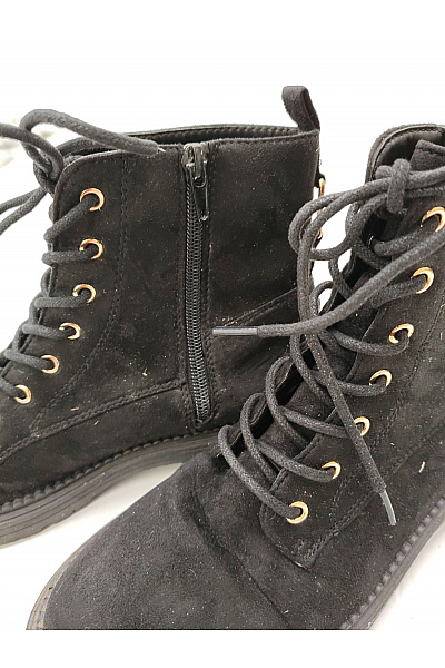 Černé kotníkové šněrovací boty na zip podzimní Velikost UK 5 | Unimoda | obrázek 8