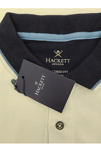 HACKETT Bílé bavlněné polo tričko s krátkým rukávem a nápisem Velikost XL | HACKETT | obrázek 4