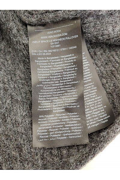 VERO MODA Dámský šedý pletený žebrovaný pulovr se stojáčkem oversized Vel. EU S | VERO MODA | obrázek 6