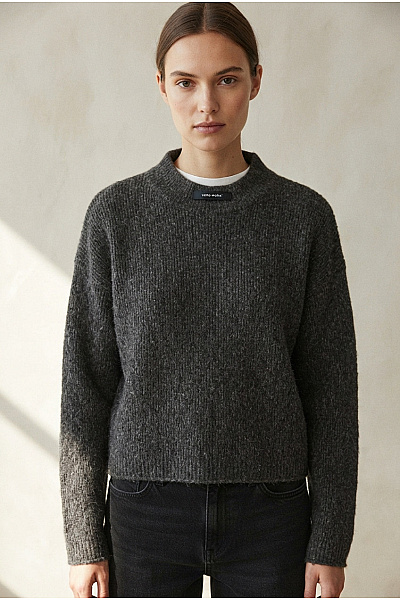 VERO MODA Dámský šedý Pletený žebrovaný Pulovr Se Stojáčkem Oversized Vel. EU S