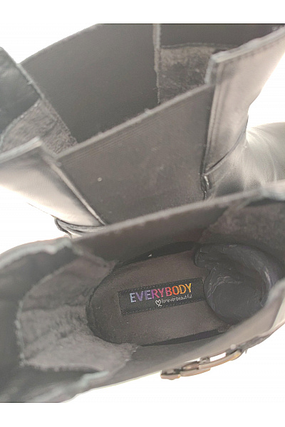 Everybody Černé kožené kotníkové boty s přezkou Velikost EU 41 | Everybody | obrázek 3