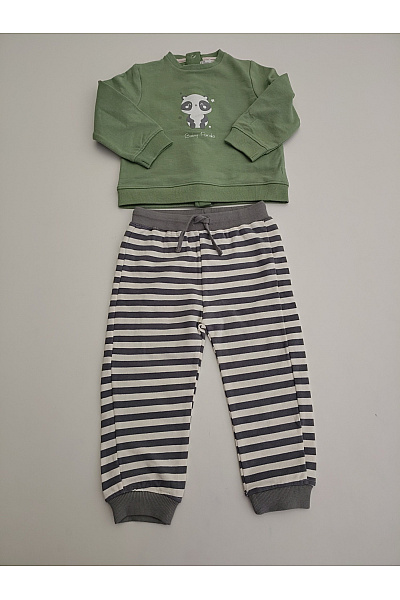 Street Monkey Dětská bavlněná souprava khaki mikina a pruhované kalhoty Vel. 24 | Street Monkey | obrázek 2
